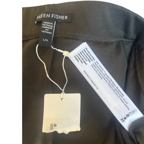 EILEEN FISHER JERSEY KNIT BLACK STRAIGHT LEG PANTS SZ. LARGE NWT - Picture 5 of 5